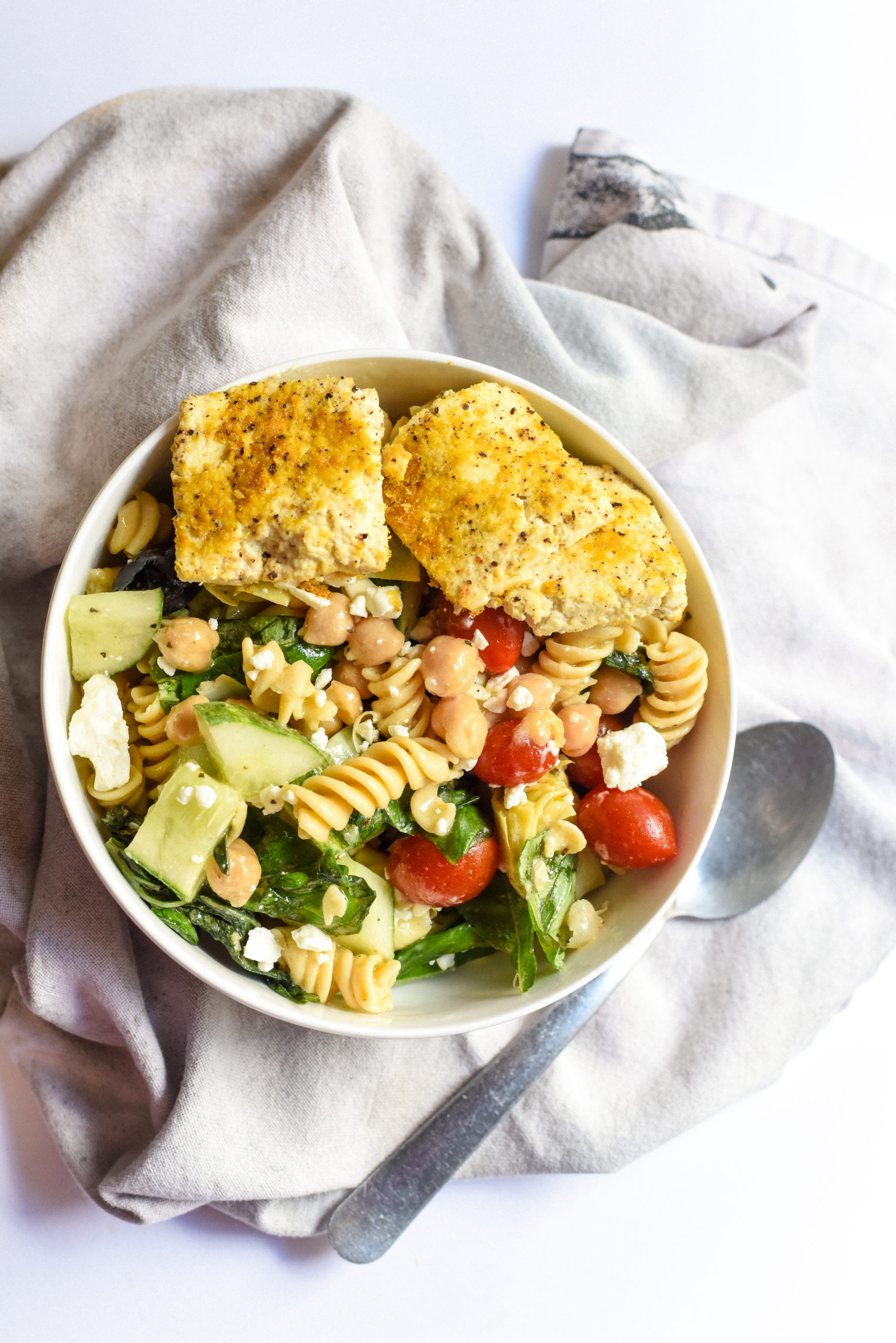 Mediterranean Tofu Pasta Salad - Healthy Steps Nutrition
